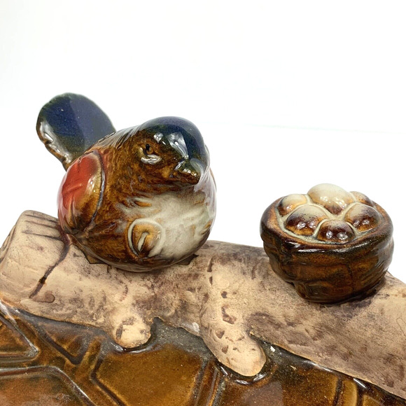 Ceramic Bird Bath large Leaf Plate Majolica Style Glazed Bird feeder dish tray - Picture 7 of 10